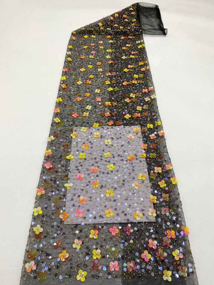 1 Yard 5 Yards Multi-Color Sequined Beaded Embroidered Lace Material Fabric TDD443