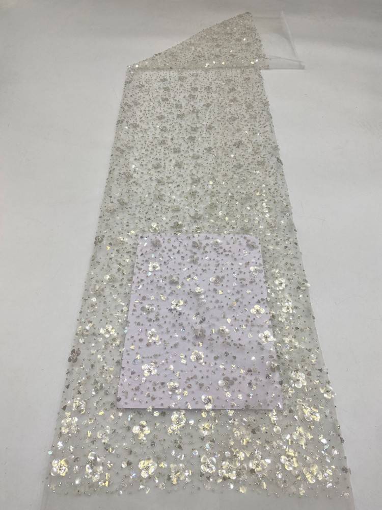 1 Yard 5 Yards Multi-Color Sequined Beaded Embroidered Lace Material Fabric TDD443