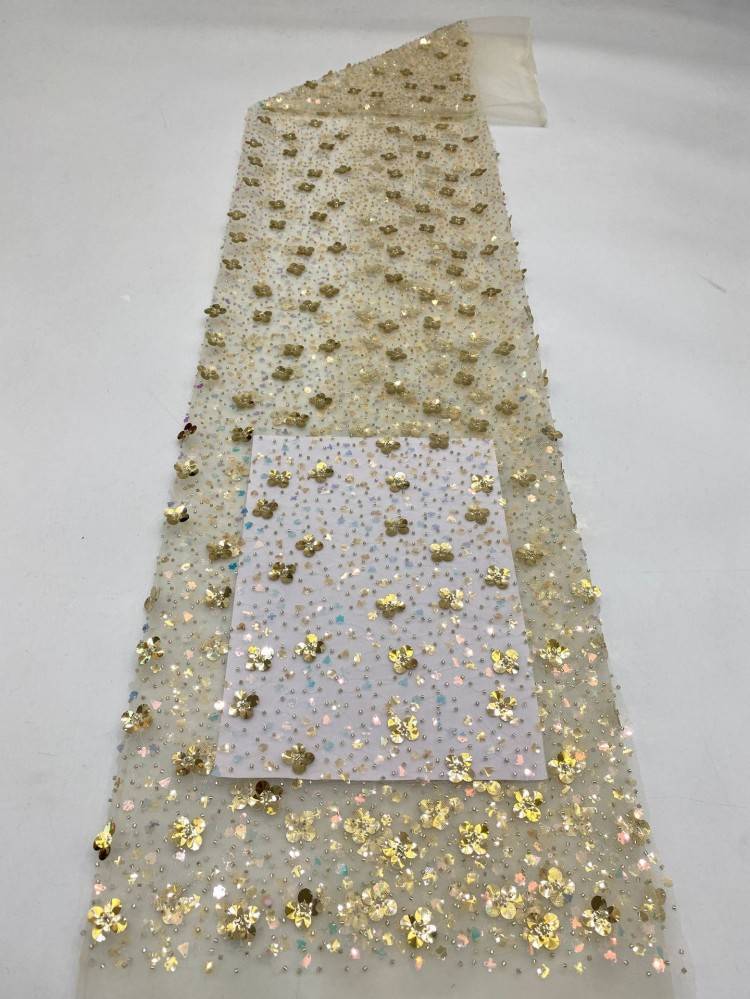 1 Yard 5 Yards Multi-Color Sequined Beaded Embroidered Lace Material Fabric TDD443