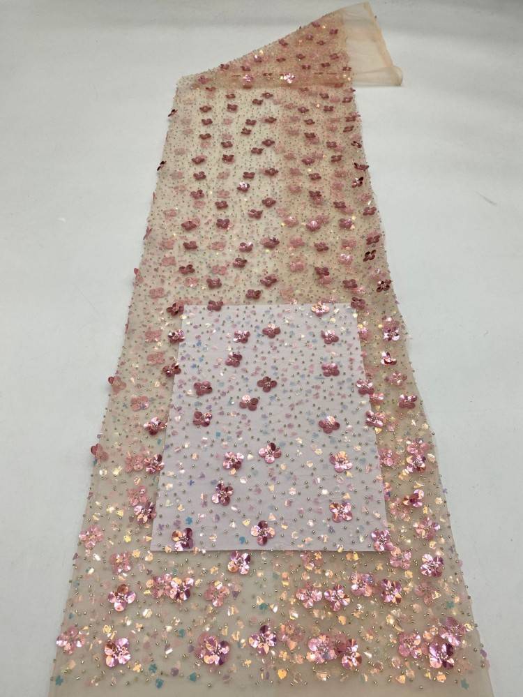 1 Yard 5 Yards Multi-Color Sequined Beaded Embroidered Lace Material Fabric TDD443