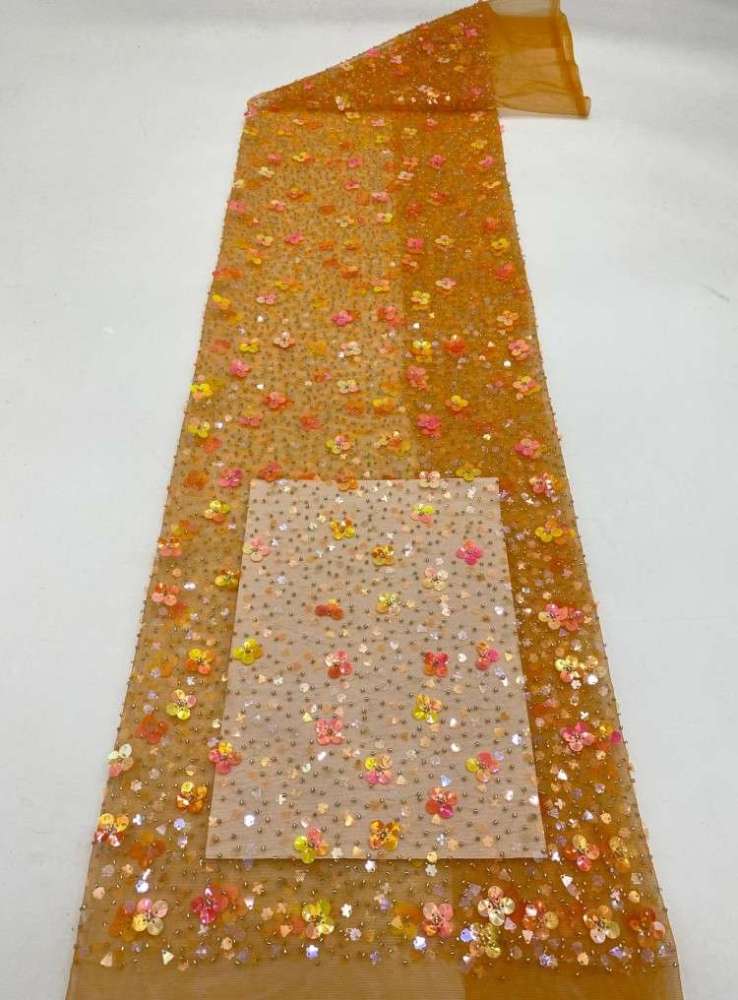 1 Yard 5 Yards Multi-Color Sequined Beaded Embroidered Lace Material Fabric TDD443