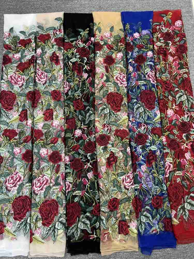 1 Yard 5 Yards Multi-Color Sequined Beaded Embroidered Lace Material Fabric TDD444