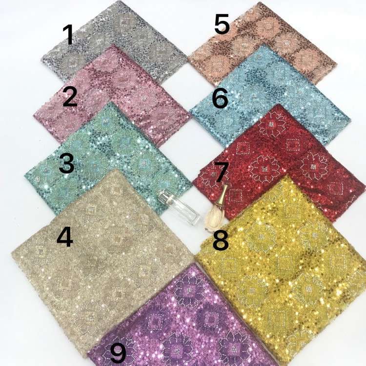 1 Yard 5 Yards Multi-Color Sequined Beaded Embroidered Lace Material Fabric TDD445