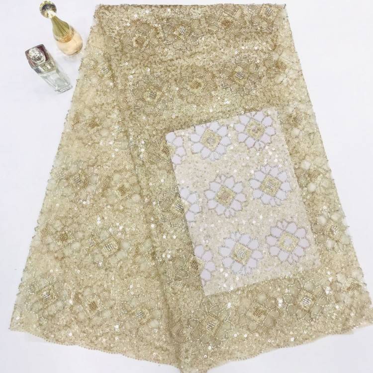1 Yard 5 Yards Multi-Color Sequined Beaded Embroidered Lace Material Fabric TDD445