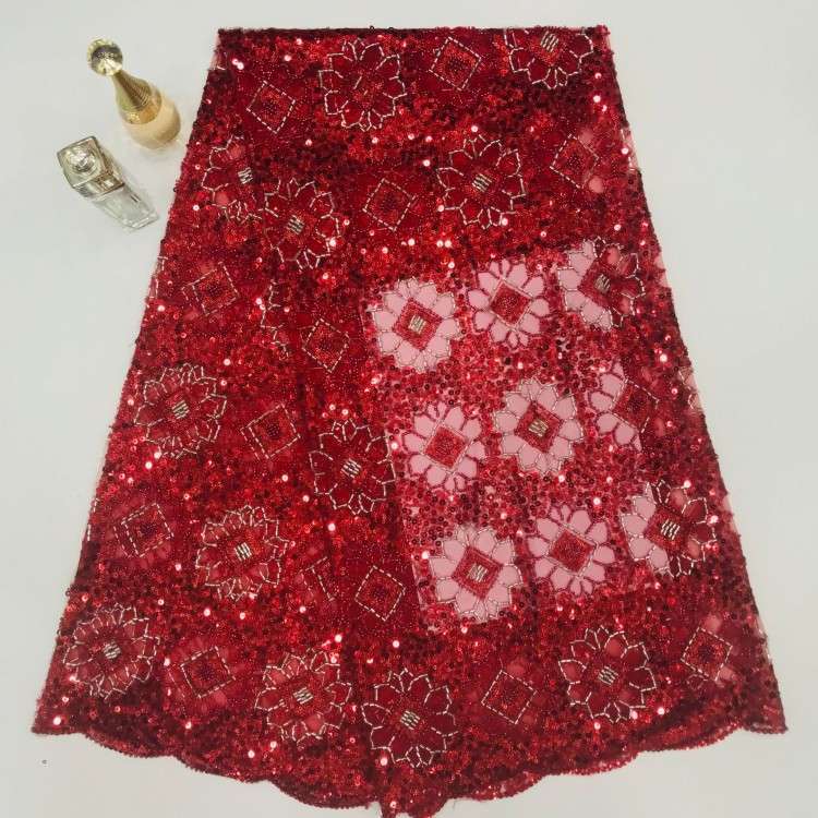 1 Yard 5 Yards Multi-Color Sequined Beaded Embroidered Lace Material Fabric TDD445