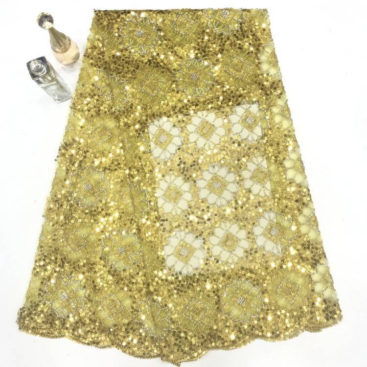 1 Yard 5 Yards Multi-Color Sequined Beaded Embroidered Lace Material Fabric TDD445