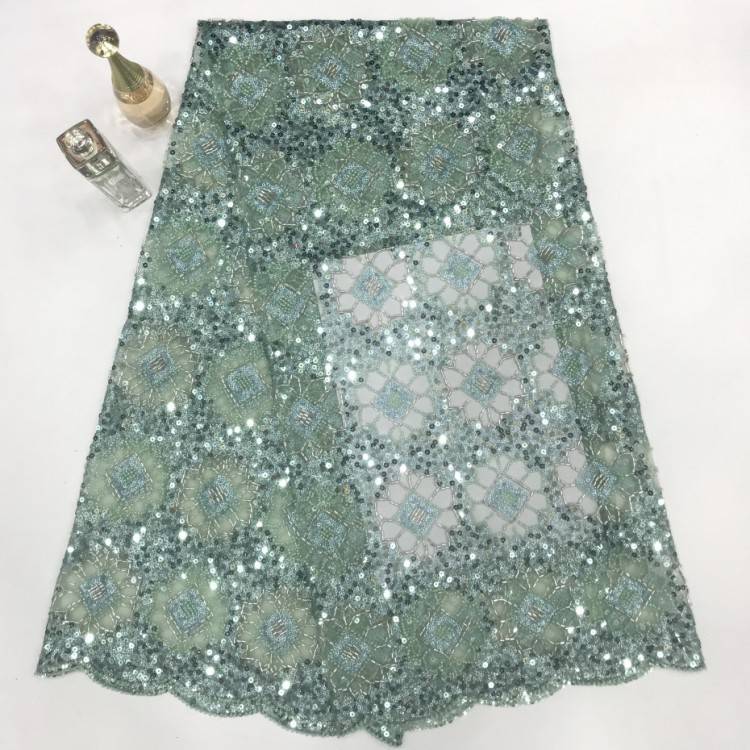 1 Yard Sequined Beaded Lace Material Fabric