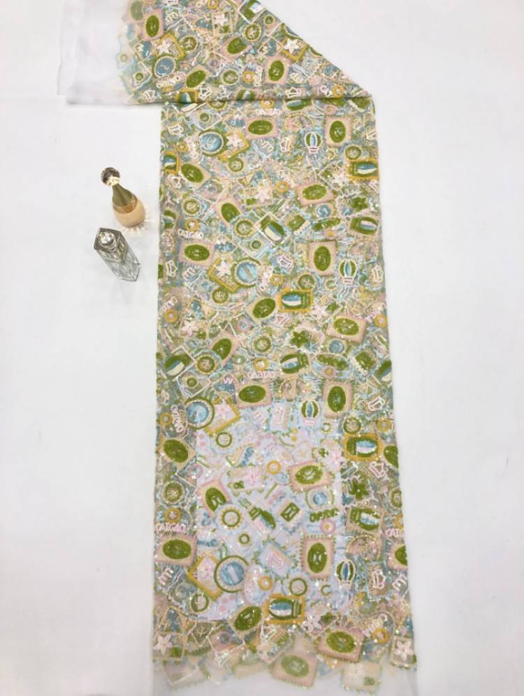 1 Yard 5 Yards Multi-Color Sequined Beaded Embroidered Lace Material Fabric TDD448