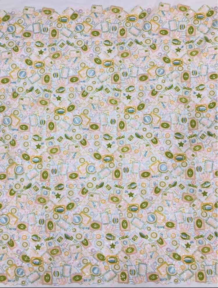 1 Yard 5 Yards Multi-Color Sequined Beaded Embroidered Lace Material Fabric TDD448