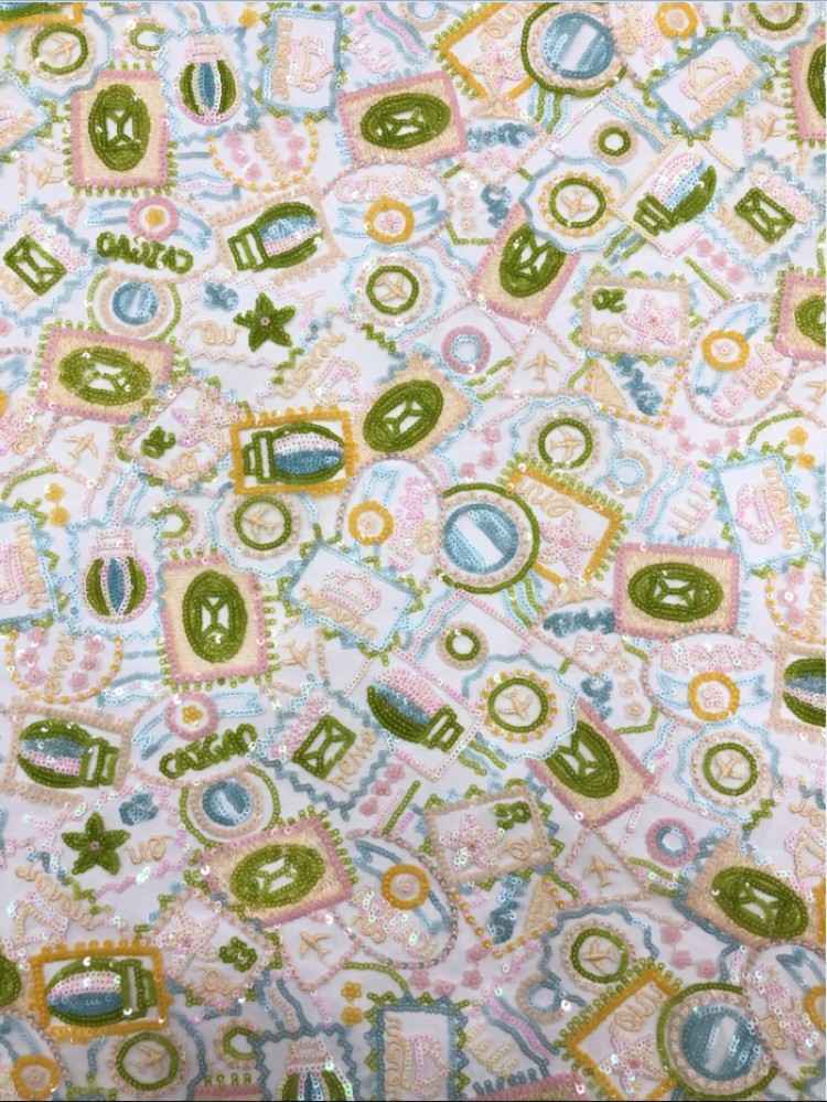 1 Yard 5 Yards Multi-Color Sequined Beaded Embroidered Lace Material Fabric TDD448