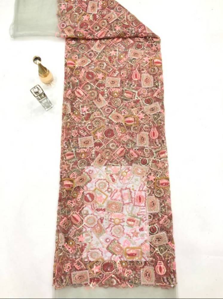 1 Yard 5 Yards Multi-Color Sequined Beaded Embroidered Lace Material Fabric TDD448