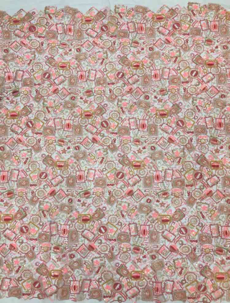 1 Yard 5 Yards Multi-Color Sequined Beaded Embroidered Lace Material Fabric TDD448