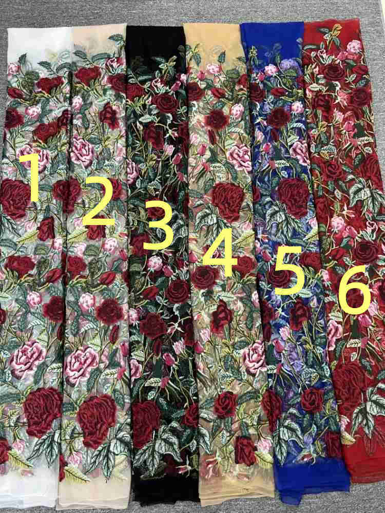 5 Yards Multi-Color Embroidered Lace Material Fabric