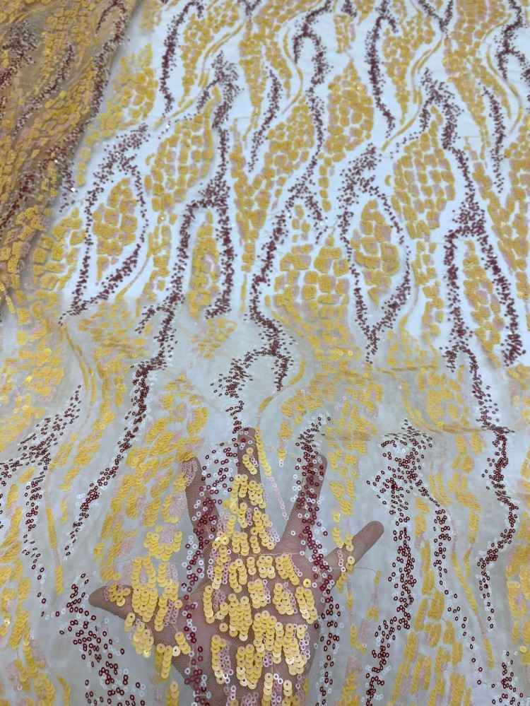 1 Yard Multi-Colored Sequins Lace Material Fabric