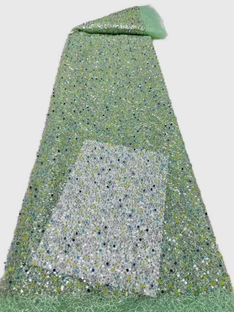 1 Yard Multi-Color Sequined Beaded Lace Material Fabric
