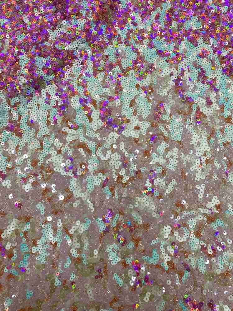 1 Yard Multi-Colored Sequins Lace Material Fabric