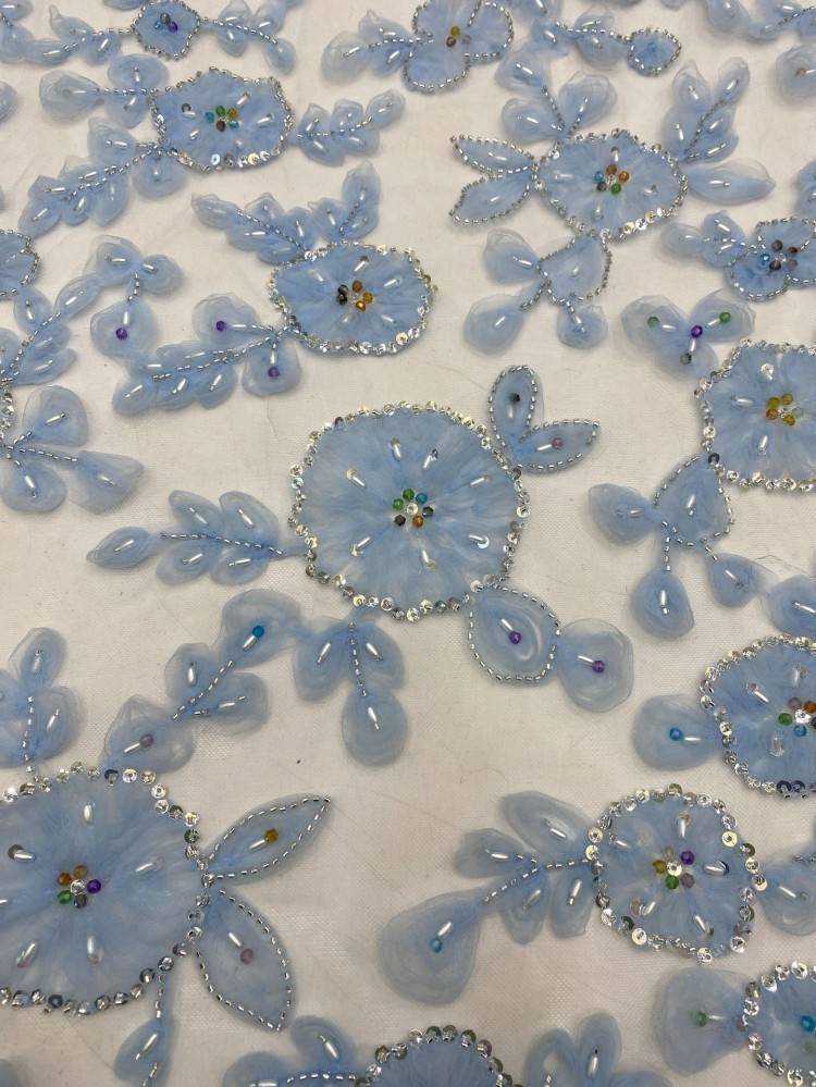 1 Yard Beaded 3D Floral Lace Material Fabric