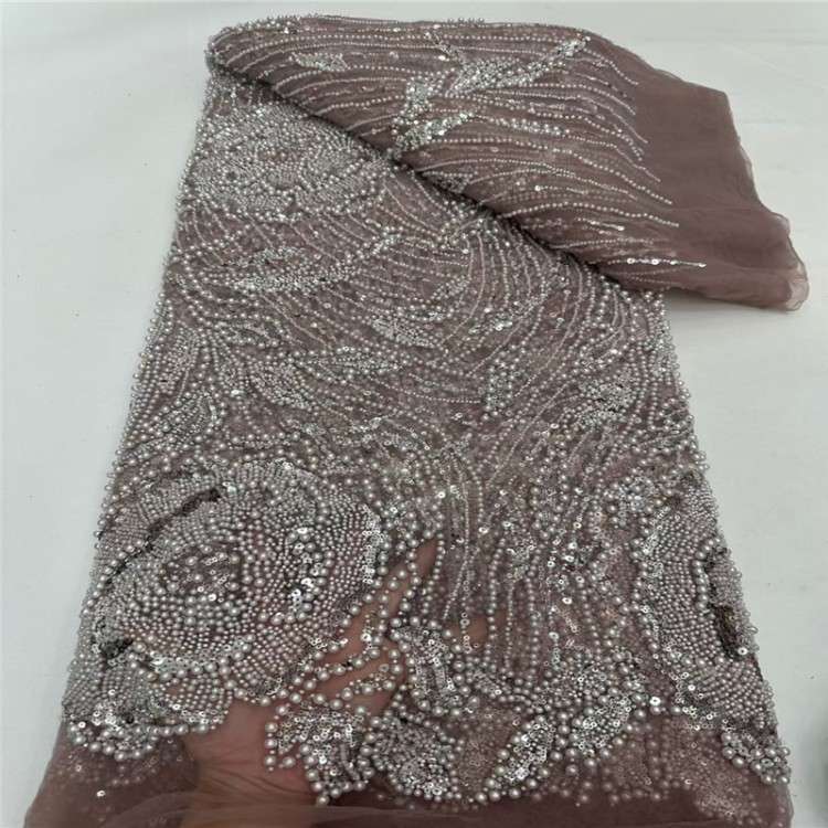 5 Yards Multi-Color Sequined Beaded Embroidered 3D Floral Lace Material Fabric JLT042