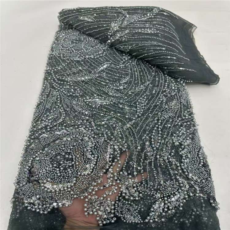 5 Yards Multi-Color Sequined Beaded Embroidered 3D Floral Lace Material Fabric JLT042