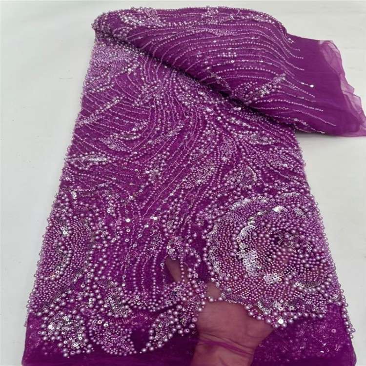 5 Yards Multi-Color Sequined Beaded Embroidered 3D Floral Lace Material Fabric JLT042