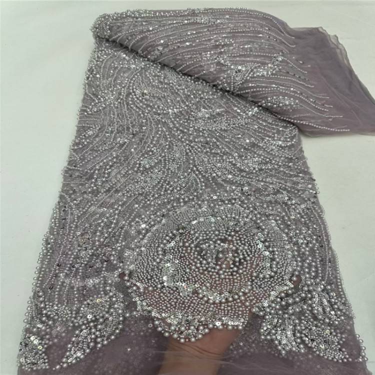 5 Yards Multi-Color Sequined Beaded Embroidered 3D Floral Lace Material Fabric JLT042