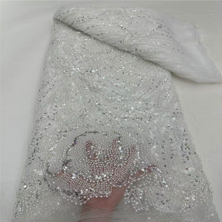 5 Yards Multi-Color Sequined Beaded Embroidered 3D Floral Lace Material Fabric JLT042