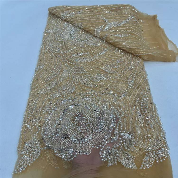 5 Yards Pearl Beaded Lace Fabric | ITM JLT042