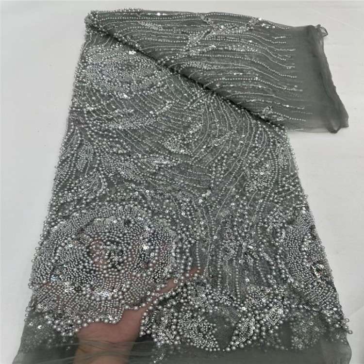 5 Yards Multi-Color Sequined Beaded Embroidered 3D Floral Lace Material Fabric JLT042