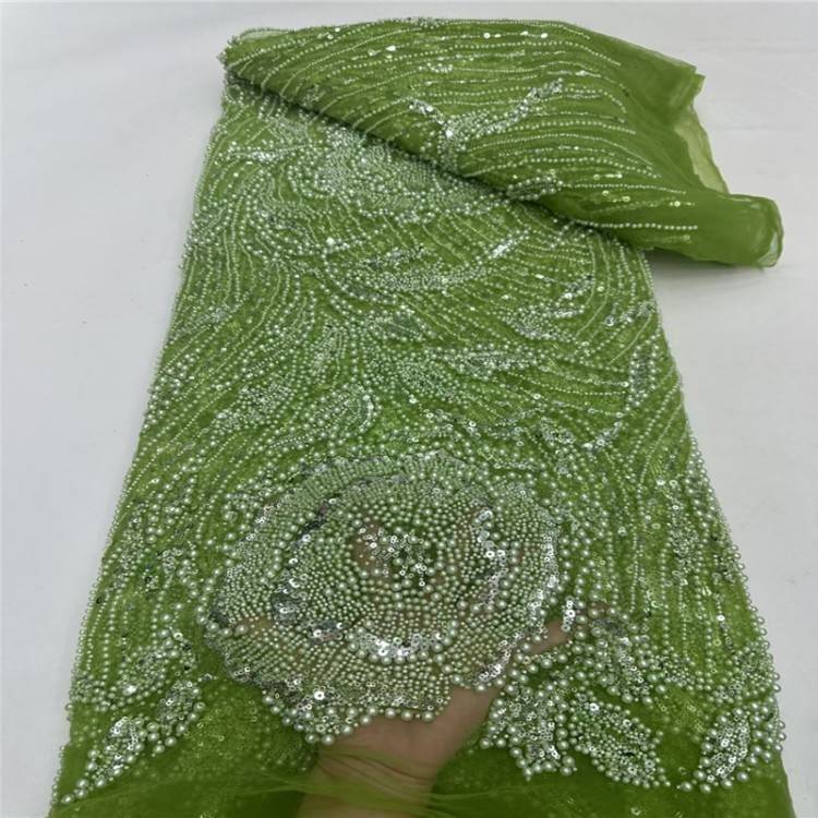 5 Yards Multi-Color Sequined Beaded Embroidered 3D Floral Lace Material Fabric JLT042