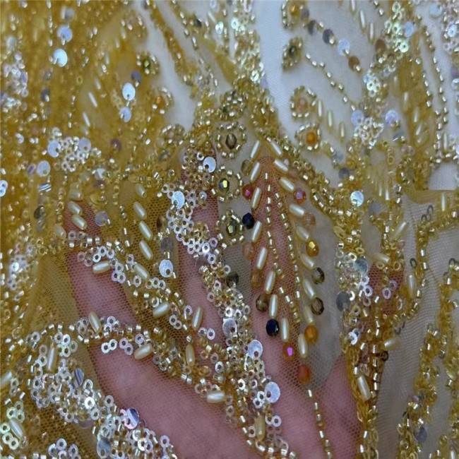 5 Yards Beaded Lace Fabric