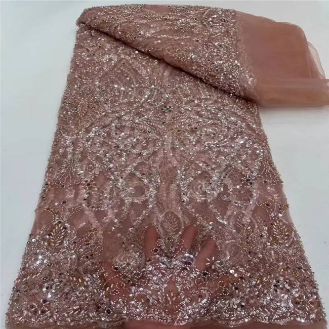 5 Yards Beaded Lace Fabric
