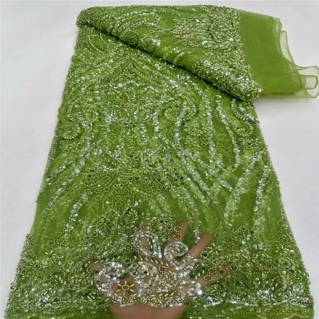 5 Yards Beaded Lace Fabric