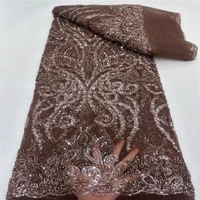 5 Yards Beaded Lace Fabric