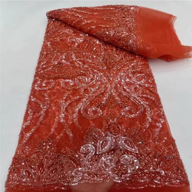 5 Yards Beaded Lace Fabric