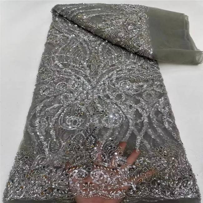 5 Yards Beaded Lace Fabric