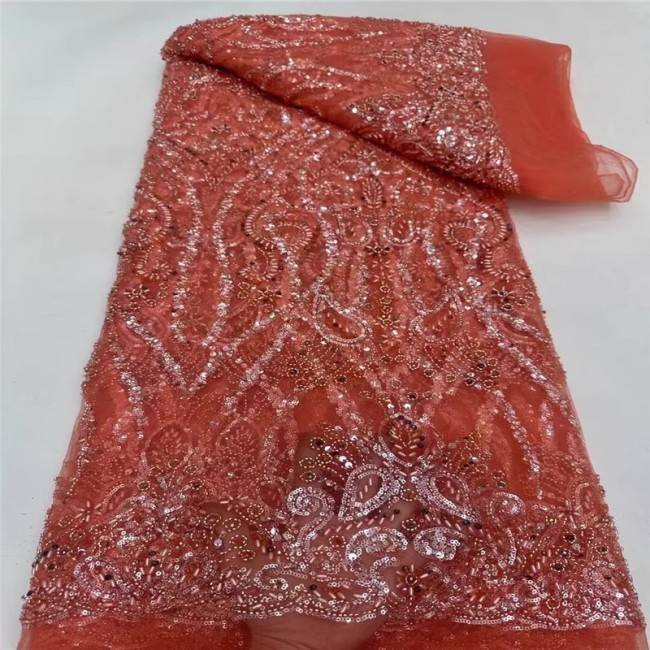 5 Yards Beaded Lace Fabric