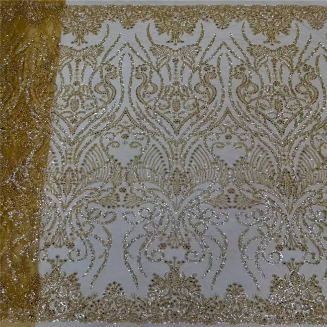 5 Yards Beaded Lace Fabric