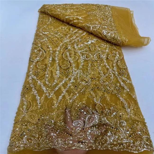 5 Yards Beaded Lace Fabric