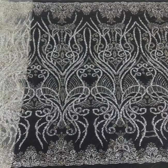5 Yards Beaded Lace Fabric