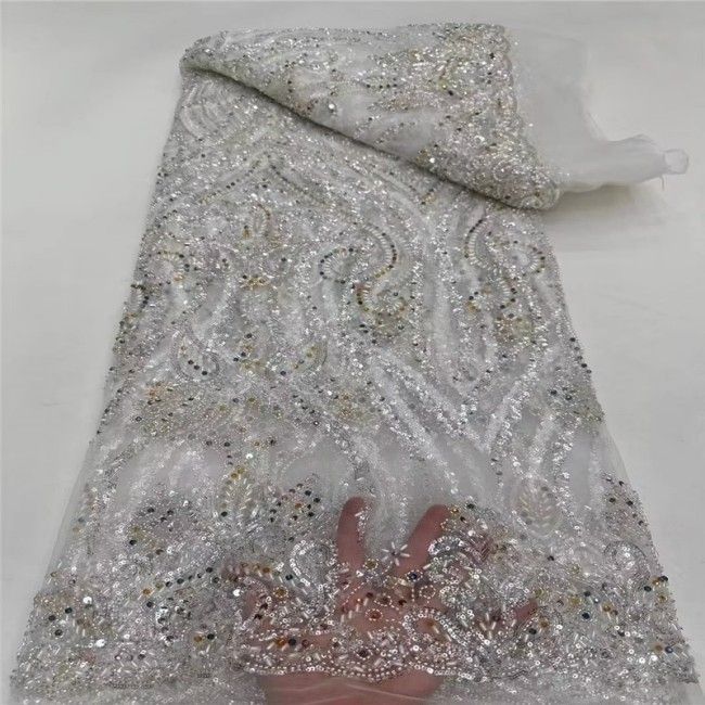 5 Yards Beaded Lace Fabric