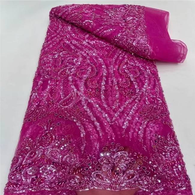 5 Yards Beaded Lace Fabric