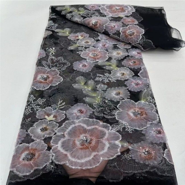 5 Yards Colorful Beaded 3D Floral Lace Material Fabric