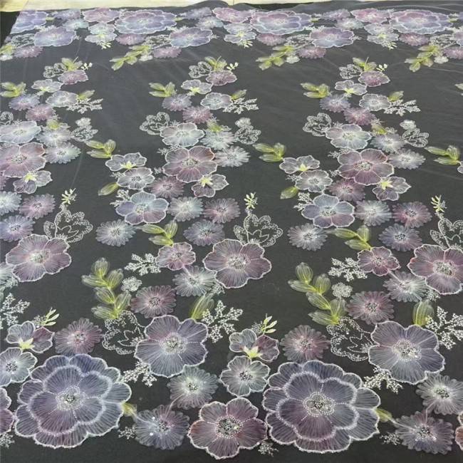 5 Yards Colorful Beaded 3D Floral Lace Material Fabric