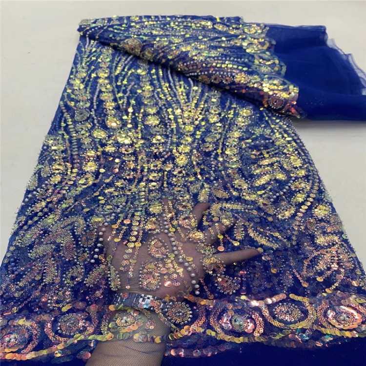 5 Yards Multi-Color Sequined Beaded Embroidered 3D Floral Lace Material Fabric JLT064
