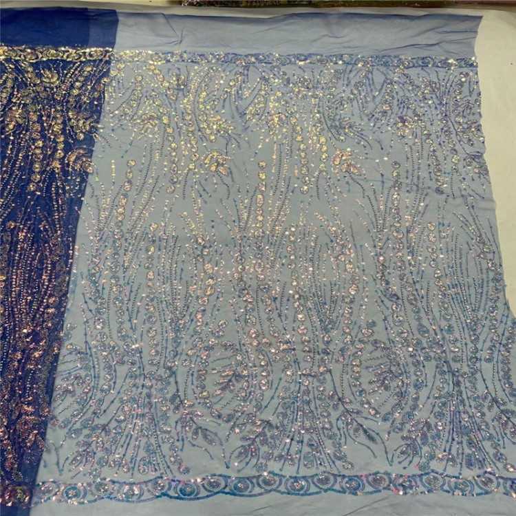 5 Yards Multi-Color Sequined Beaded Embroidered 3D Floral Lace Material Fabric JLT064