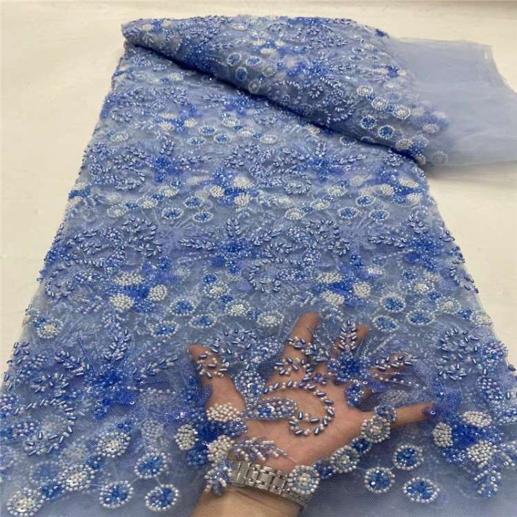 5 Yards Multi-Color Sequined Beaded Embroidered 3D Floral Lace Material Fabric JLT065