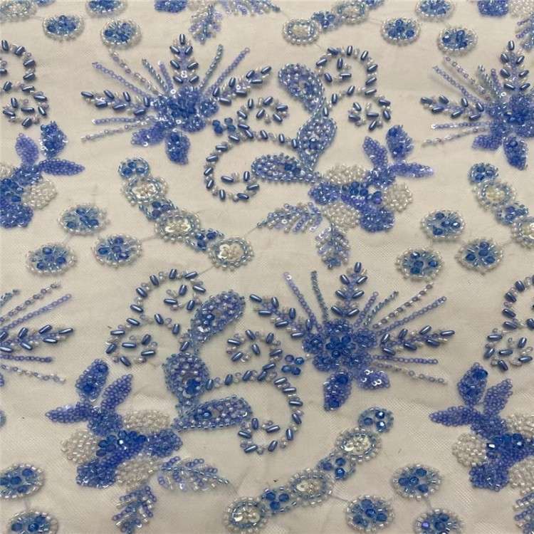 5 Yards Multi-Color Sequined Beaded Embroidered 3D Floral Lace Material Fabric JLT065
