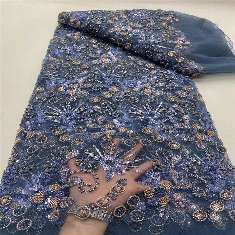 5 Yards Multi-Color Sequined Beaded Embroidered 3D Floral Lace Material Fabric JLT065