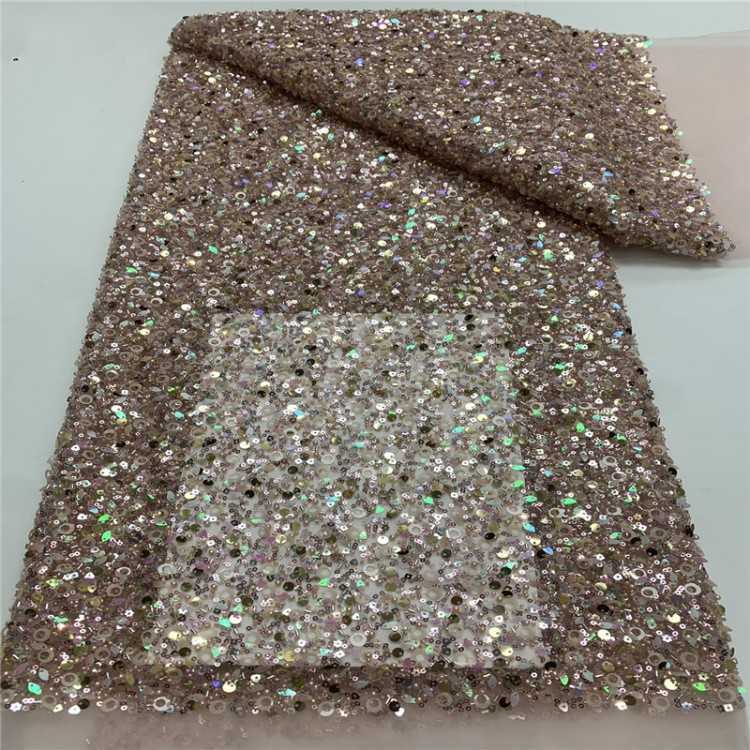 5 Yards Multi-Color Sequined Beaded Embroidered 3D Floral Lace Material Fabric JLT071