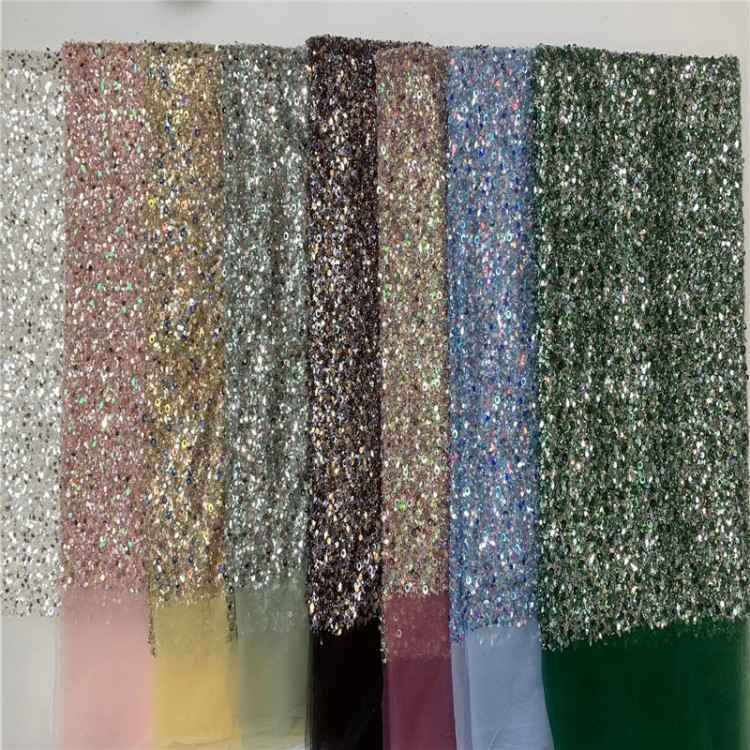 5 Yards Multi-Color Sequined Beaded Embroidered 3D Floral Lace Material Fabric JLT071